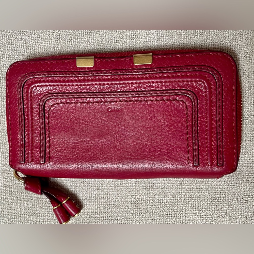 Chloe Marcie Leather Wallet in Red